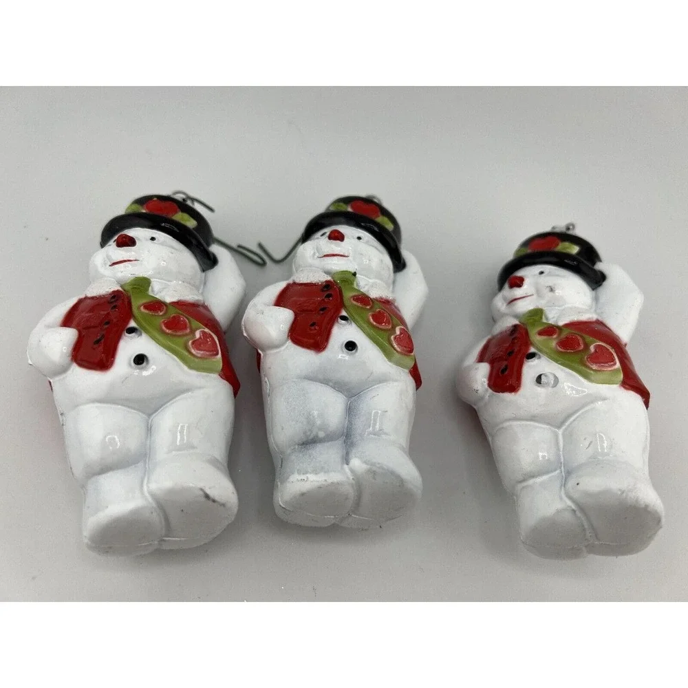 Vintage Home Decorative Frosty‎ The Snowman Glass Christmas Ornament - Lot of 3